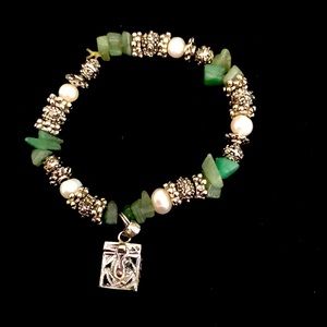Steel & jade design bracelet with trinket box